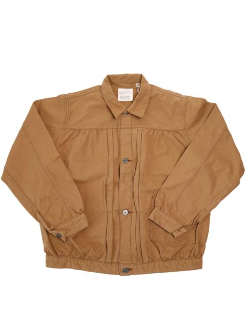 2028-2 Selvedge Canvas Triple Pleated Blouson Jacket Brown