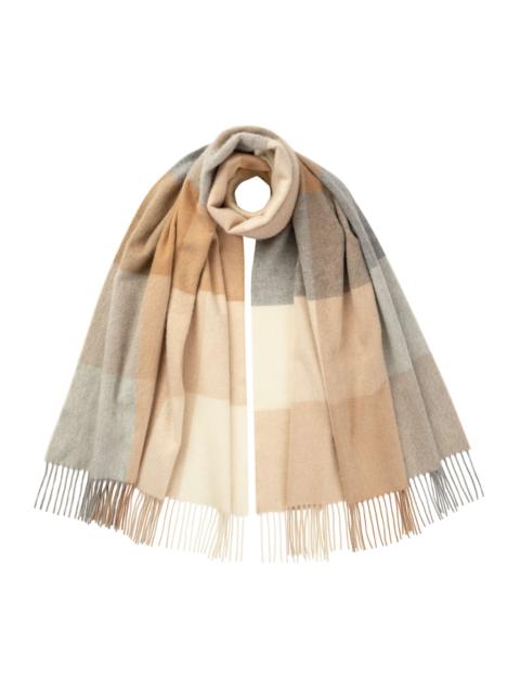 Block Check Camel Cashmere Stole