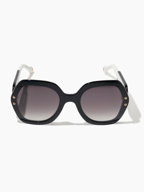 Hexagonal Frame Sunglasses with Contrast Temples