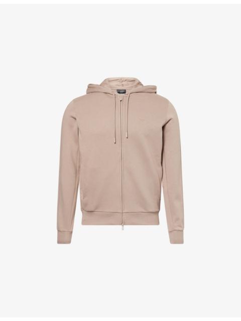 Branded-Panel Regular-Fit Cotton-Blend Hoodie