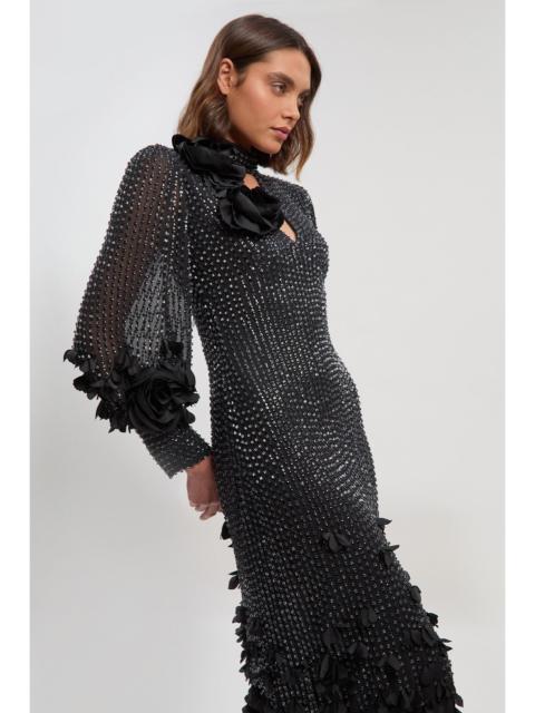 Crystal Applique Woven Maxi Dress