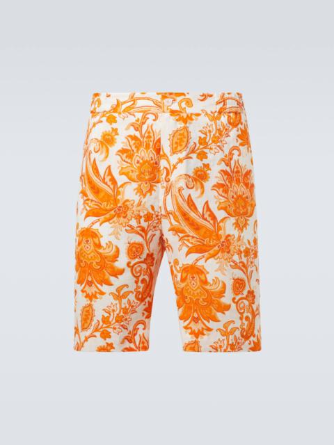Printed linen Bermuda shorts