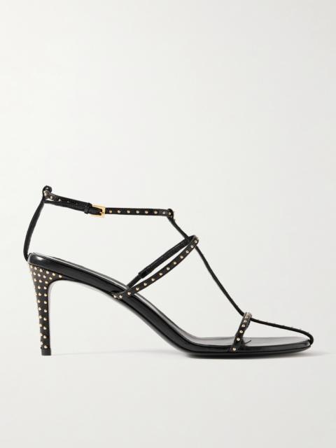 Cage Studded Glossed-leather Sandals