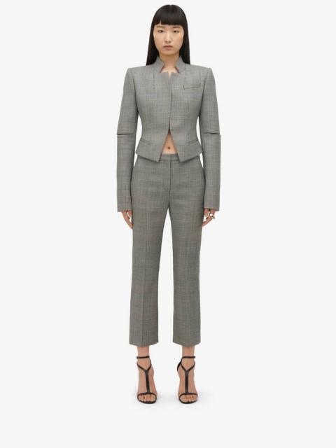 Women's Prince Of Wales Cigarette Trousers in Black/ivory