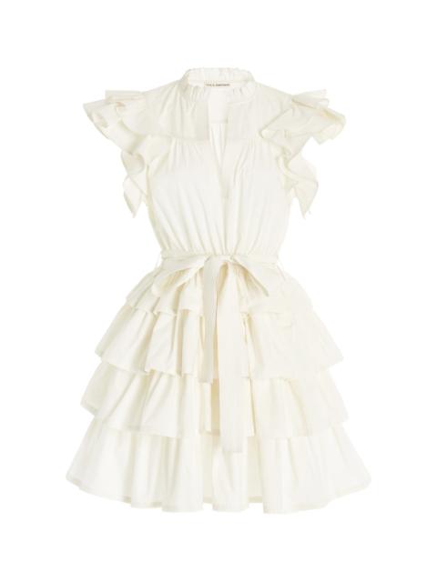 Lulua Ruffled Cotton Mini Dress white