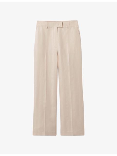 Flared Mid-Rise Woven Trousers