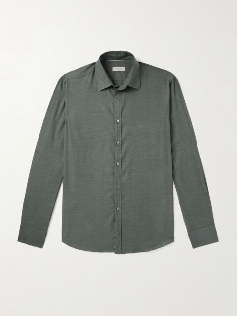 Herringbone Cotton Shirt Green