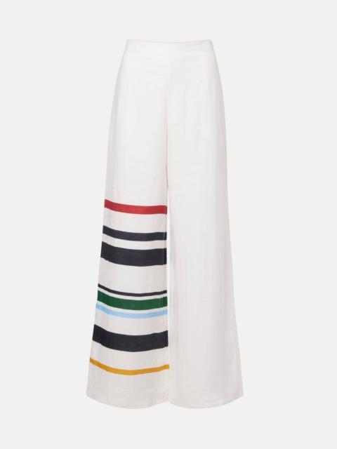Toya striped linen wide-leg pants