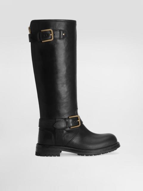 Calfskin biker boots
