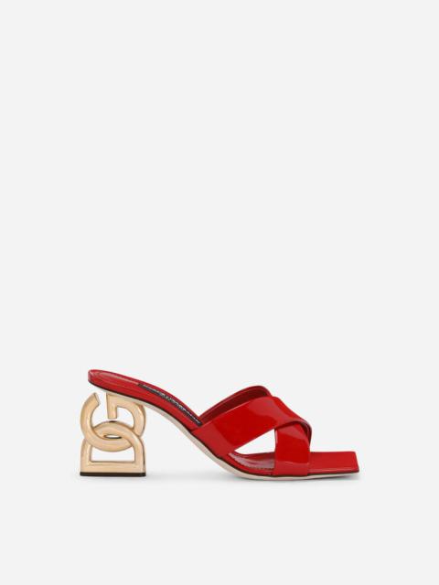 Polished calfskin mules with 3.5 heel