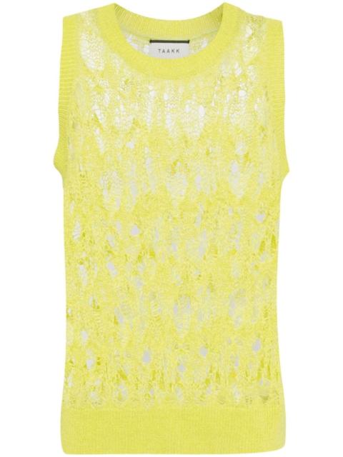 open-knit crew-neck vest