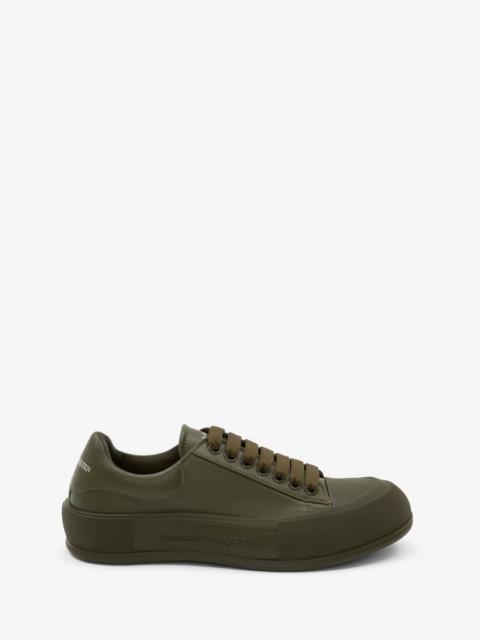 Deck Lace-up Plimsoll in Khaki