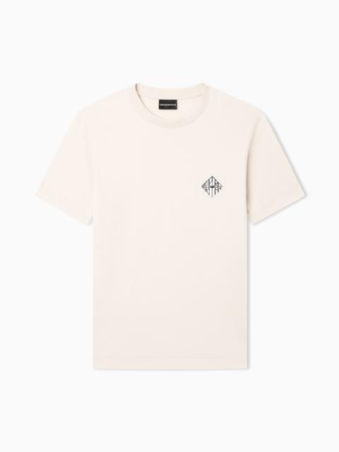 SLIM-FIT LYOCELL-BLEND JERSEY T-SHIRT WITH LOGO PATCH