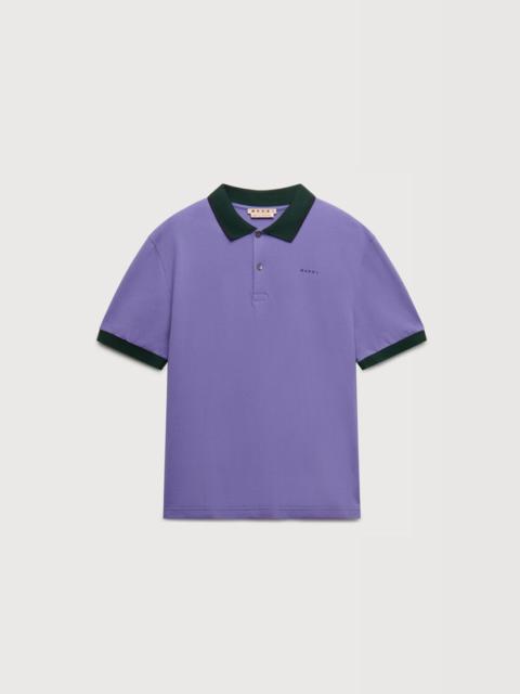 PURPLE PIQUÉ POLO SHIRT WITH CONTRAST TRIMS