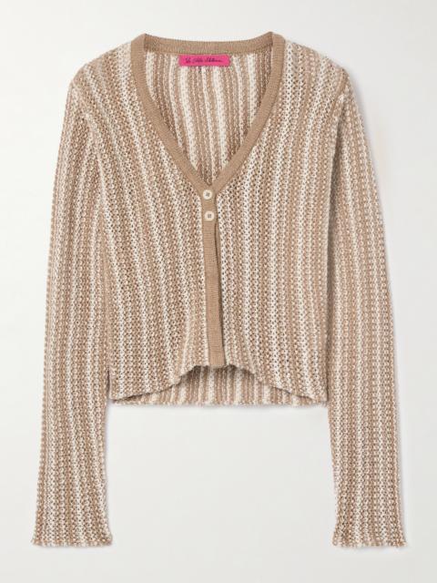 Nora Lite Striped Crocheted Cotton Cardigan
