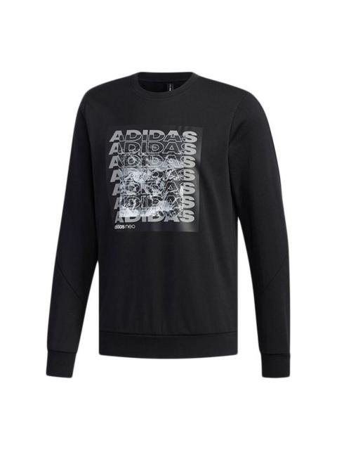 adidas neo Csgrswtshrt Sports Round Neck Knit Pullover Long Sleeves Black EI4509