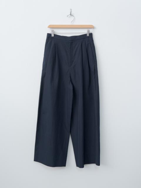 Silk Linen Shantung Two Tucked Pants - Navy x Pinstripe