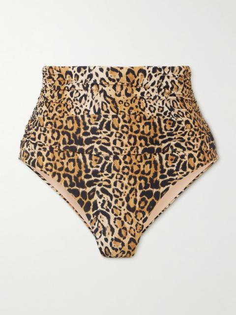 Catania Ruched Leopard-print Bikini Briefs