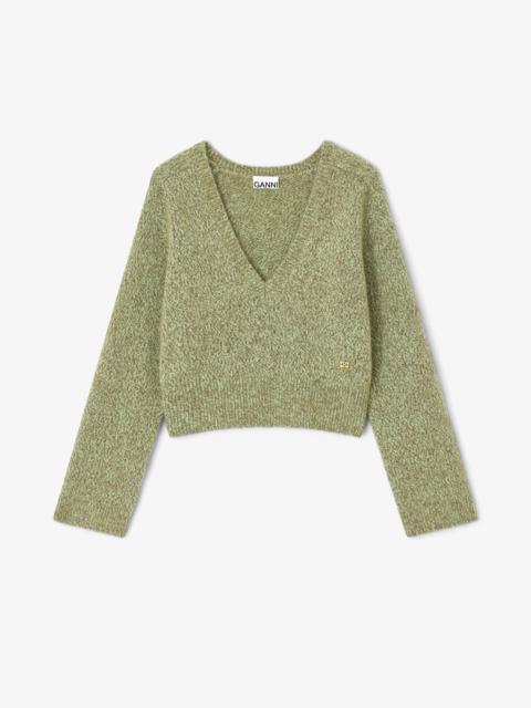 GREEN V-NECK SWEATER