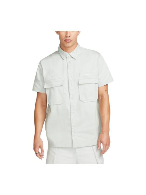 Nike Life Woven Military Short-Sleeve Button-Down Shirt 'Light Silver' DX3341-034