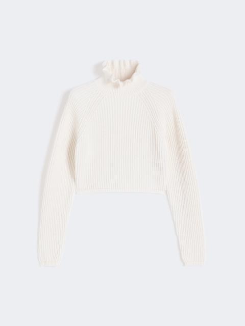Cotton cordonnet cropped jumper - WHITE