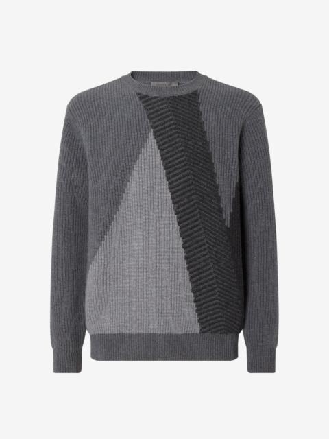 Grey wool and cashmere crew neck jumper