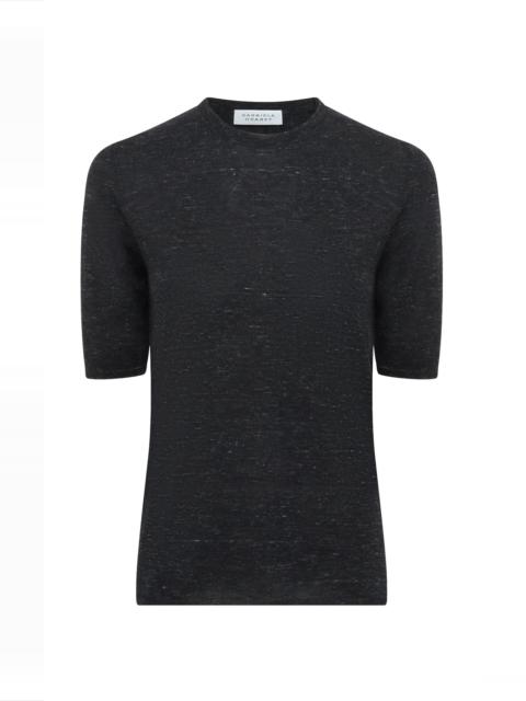 Chryse Knit T-Shirt in Black Cashmere Silk with Hemp