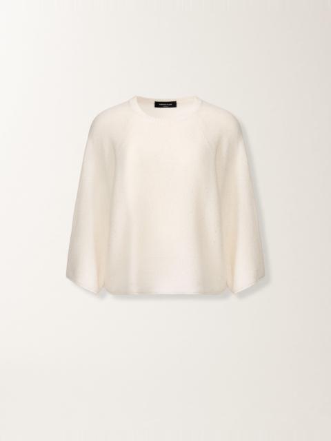 White cotton and linen cape with sequins