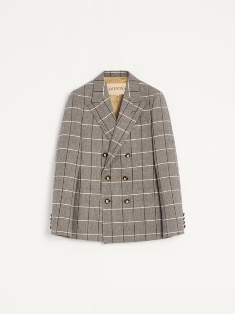 VALENTINO DOUBLE-BREASTED WOOL JACKET WITH CHECK PATTERN