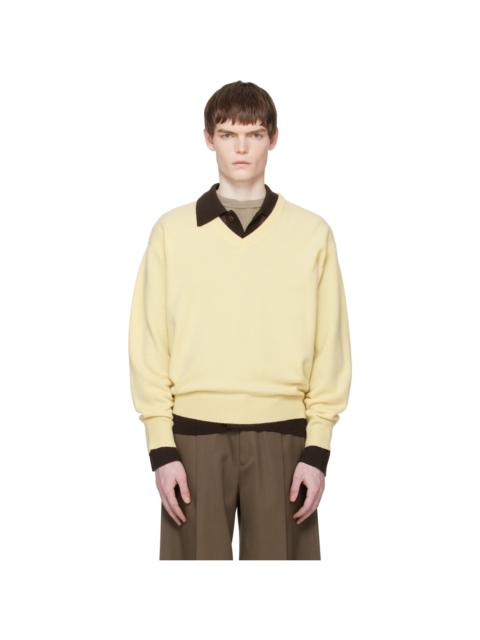 Yellow Pure Cashmere V Neck LS Sweater