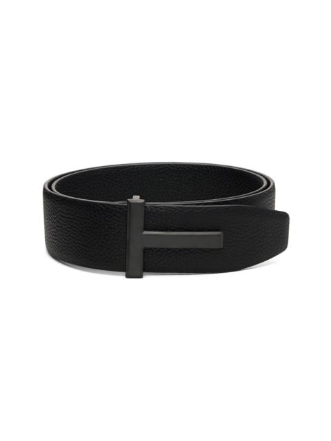 Black Grain Leather T Buckle Belt