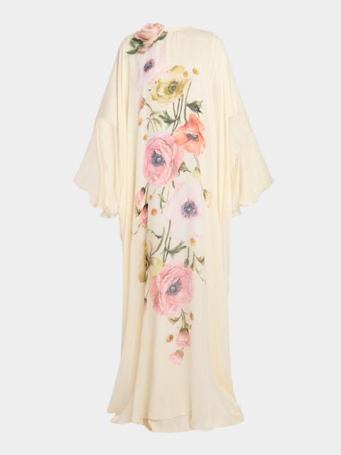 Floral Printed Silk Chiffon Kaftan