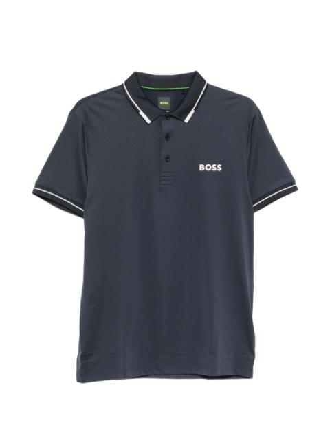 logo-print trimmed polo shirt