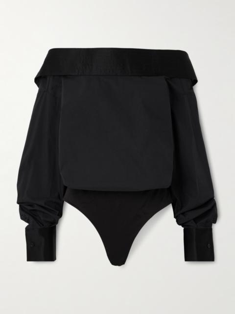 Satin-trimmed Cotton-blend Poplin Bodysuit