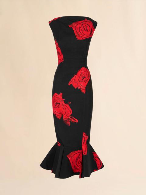 BLACK POPLIN DRESS WITH JUNO PRINT