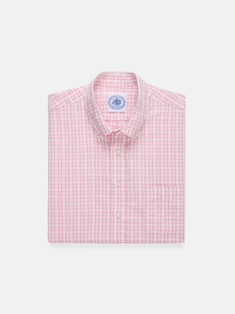 PINK CHECK COTTON/LINEN SHORT SLEEVE SPORT SHIRT - CLASSIC FIT