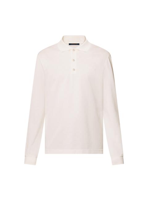 Damier Signature Long-Sleeved Polo Shirt