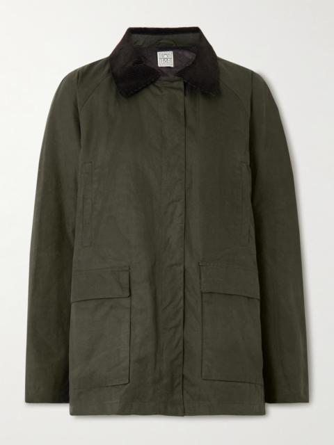Oversized Corduroy-trimmed Waxed Organic Cotton Jacket
