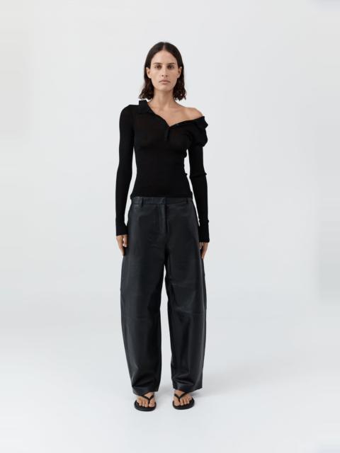 Petit Polo Knit Top - Black