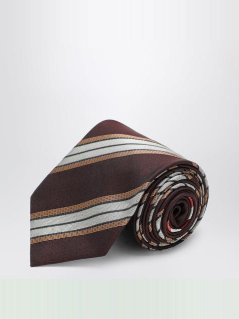 Burgundy striped silk tie