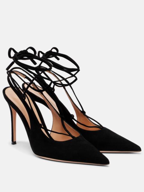 95 suede lace-up slingback pumps