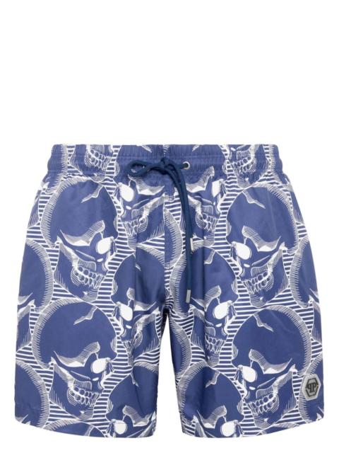 skull-print swim shorts
