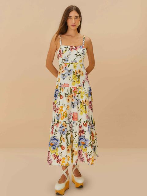 Off-White Greek Garden Lenzing™ Ecovero™ Euroflax™ Maxi Dress