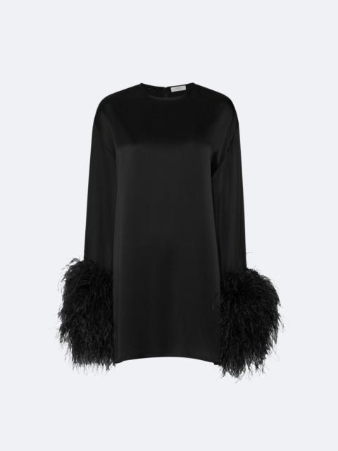 Satin Dress With Feathers