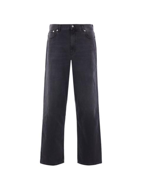 button-fastening five-pocket jeans