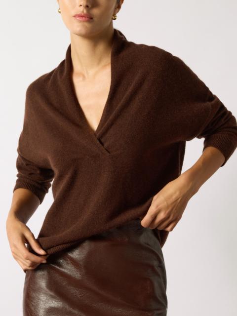 The Siena Wrap Neck Cashmere Pullover