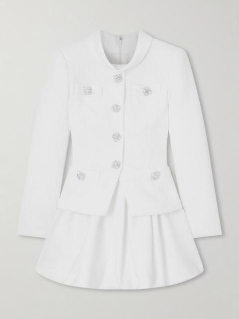 Layered Crystal-embellished Bouclé-tweed Mini Dress