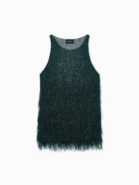 LUREX JERSEY TOP WITH FRINGES