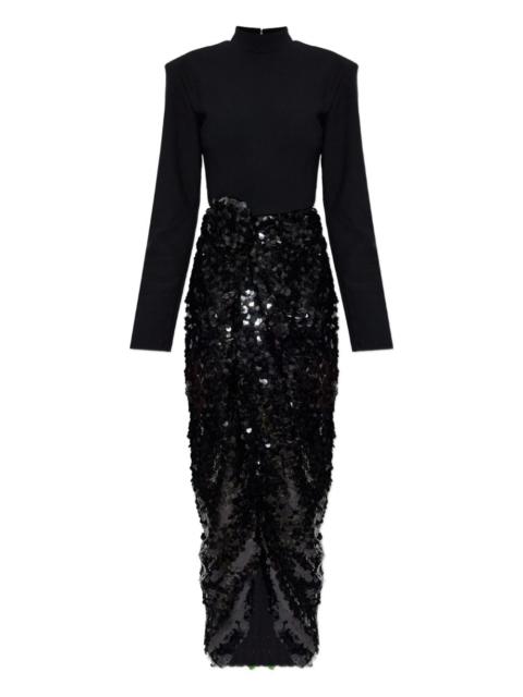 knot-detail sequin maxi dress
