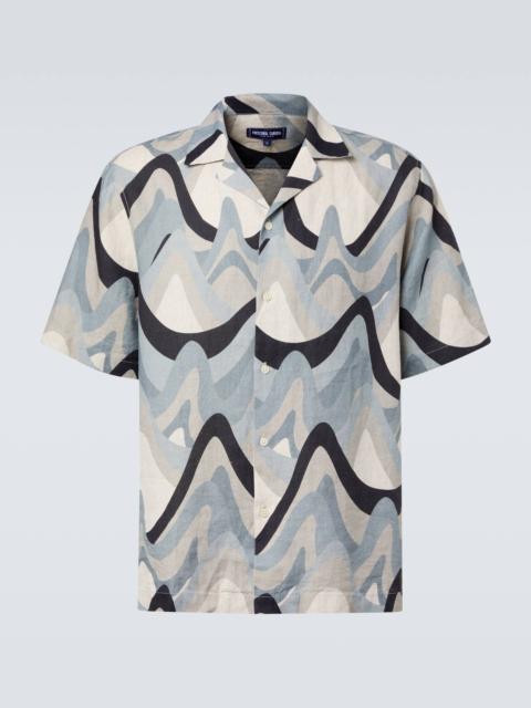 Roberto printed linen bowling shirt